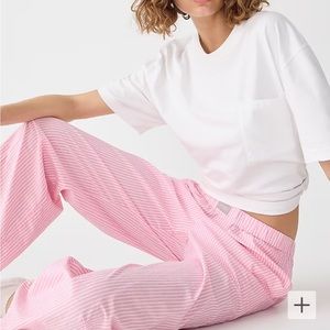 J crew Cotton poplin pajama pant in stripe pink size small NWT